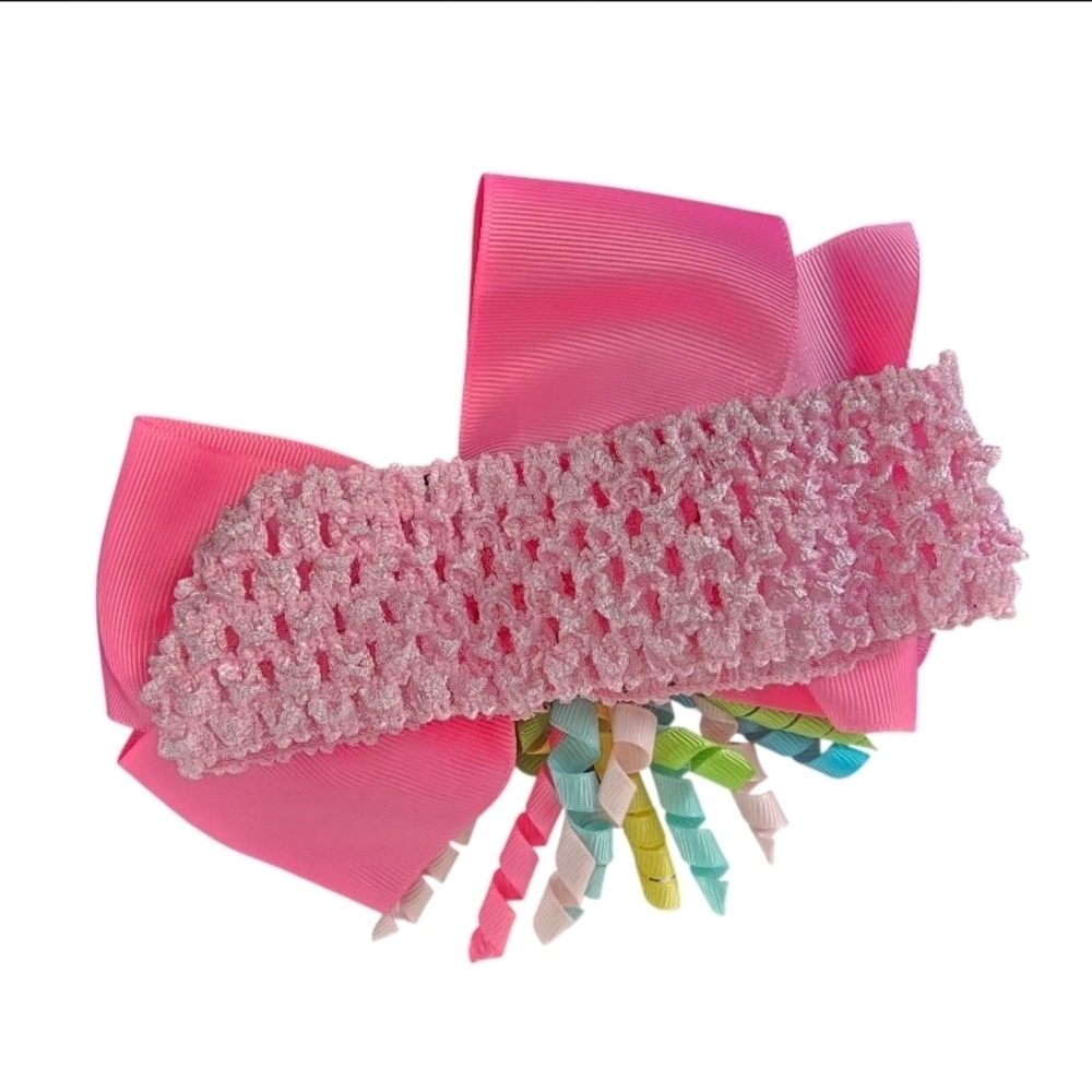 Colorful Hair Bow with Pink Accent - Picture 2 of 2